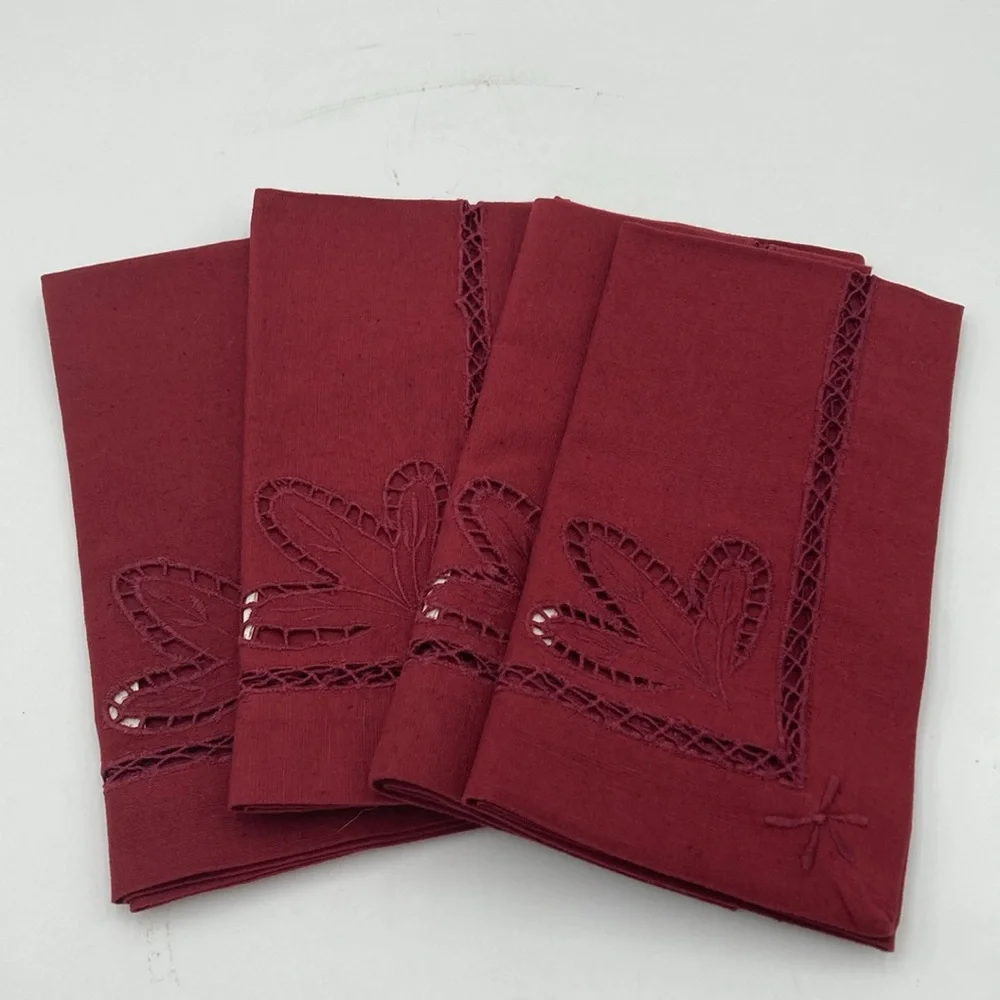 Williams Sonoma Cutwork Linen Napkins